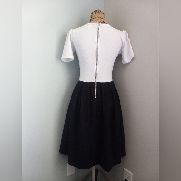 LULAROE Amelia Black & White Colorblock Pleated Dress, Size Small - Picture 4 of 12